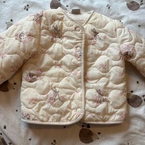 Disney Beige Puffer Jacket with Bambi Print